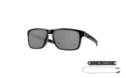 Oakley Holbrook Mix OO9384 938406 57MM Polished Black / Prizm Black Polarized Rectangle Sunglasses for Men + BUNDLE with Accessory Leash Kit