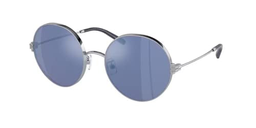 Tory Burch TY6096 33521U 54MM Silver/Dark Blue Mirror Round Sunglasses for Women + BUNDLE With Designer iWear Eyewear Kit