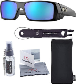 Oakley Gascan OO9014 Mate Black/Prizm Saphire Polarized Sunglasses+Oakley Leash + BUNDLE with Designer iWear Care Kit