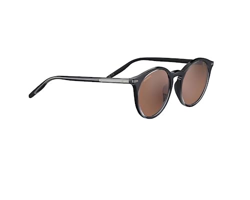 SERENGETI Leonora 51MM Shiny Transparent Black Layer / Mineral Polarized Drivers Round Sunglasses For Women + FREE Eyewear Kit