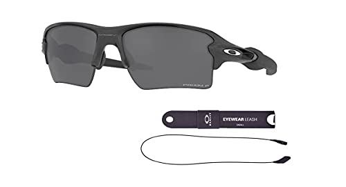Oakley OO9188 Flak 9188F8 59MM Steel/Prizm Black Polarized Rectangle Sunglasses for Men + BUNDLE Accessory Leash + BUNDLE with Designer iWear Eyewear Kit