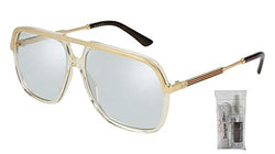 Gucci GG0200S 005 57M Yellow/Gold/Light Blue Caravan Sunglasses For Men For Women+ BUNDLE with Designer iWear Eyewear Care Kit