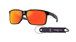 Oakley Portal X OO9460 946017 59MM Polished Black / Prizm Ruby Polarized Rectangle Sunglasses for Men + BUNDLE With Oakley Accessory Leash + BUNDLE with Designer iWear Eyewear Kit