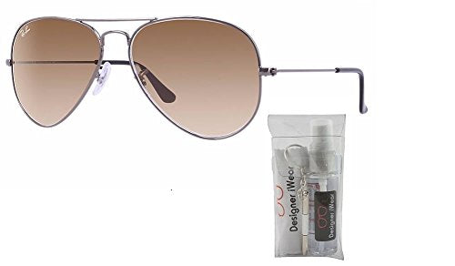 Ray Ban RB3025 AVIATOR LARGE METAL 004/51 58M Gunmetal/Brown Gradient Sunglasses For Men For Women + BUNDLE with Designer iWear Complimentary Care Kit