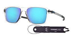 Oakley Wheel House OO9469 946902 54MM Polished Clear / Prizm Sapphire Square Sunglasses for Men + BUNDLE with Designer iWear Eyewear Kit