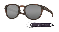 Oakley Latch OO9265 926522 53M Matte Brown Tortoise/Prizm Black Sunglasses For Men+BUNDLE with Oakley Accessory Leash Kit+ BUNDLE with Designer iWear Care Kit