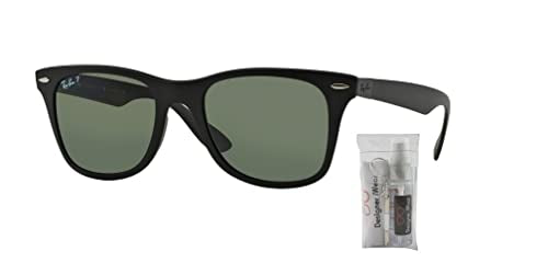 Ray-Ban RB4195 WAYFARER LITEFORCE 601S9A 52M Matte Black/Green Polarized Sunglasses For Men For Women + BUNDLE with Designer iWear Care Kit