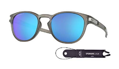 Oakley Latch OO9265 926532 53M Matte Grey Ink/Prizm Sapphire Polarized Sunglasses For Men+BUNDLE Accessory Leash Kit + BUNDLE with Designer iWear Care Kit