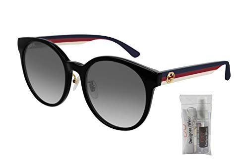 Gucci GG0416SK 001 55M Black/Multicolor/Grey Gradient Round Sunglasses For Women+ BUNDLE With Designer iWear Eyewear Kit