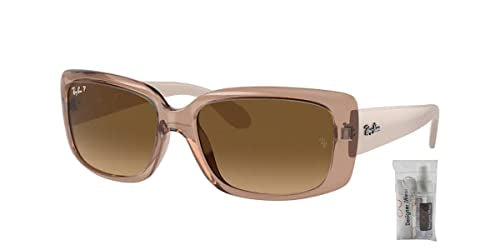 Ray Ban RB4389 6644M2 58MM Transparent Brown / Brown Gradient Polar Pillow Sunglasses for Women + BUNDLE With Designer iWear Eyewear Kit
