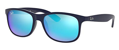 Ray-Ban RB4202 ANDY 615355 55M Shiny Blue On Matte Top/Green Mirror Blue Blue Light Blocking Sunglasses- Reduces Digital Eye Strain, UV Protection For Men For Women + BUNDLE with Designer iWear Eyewear Kit