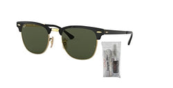 Ray-Ban RB3716 CLUBMASTER METAL 187 51M Gold Top On Black/Green Sunglasses For Men For Women+ BUNDLE with Designer iWear Care Kit