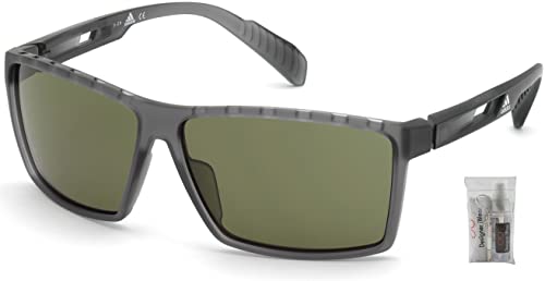 adidas SP0010 20N 63MM Transparent Grey/Green Kolor Up (TM) Rectangular Sunglasses for Men + BUNDLE With Designer iWear Eyewear Kit