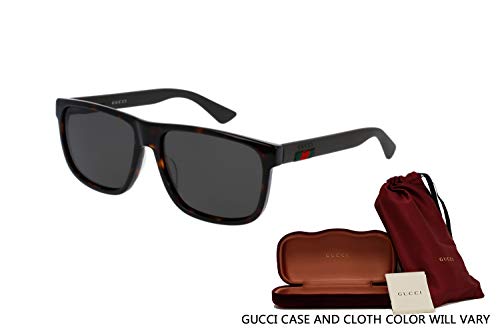 Gucci GG0010S 003 58M Dark Havana/Brown/Grey Polarized Square Sunglasses For Men + BUNDLE with Designer iWear Eyewear Care Kit