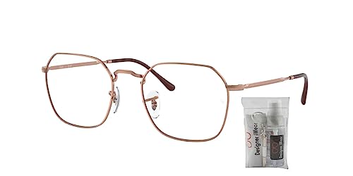 Ray Ban Jim RX3694V 3094 53MM Rose Gold Irregular Eyeglasses for Men for Women + BUNDLE Wirh Designer iWear Eyewear Kit