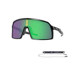 Oakley Sutro S OO9462 946206 28MM Polished Black / Prizm Jade Rectangle Sunglasses for Men + BUNDLE With Oakley Accessory Leash + Designer iWear Kit