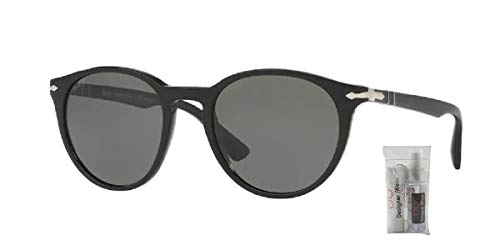 Persol PO3152S 901458 52MM Black / Polar Green Phantos Sunglasses for Men + BUNDLE with Designer iWear Eyewear Care Kit