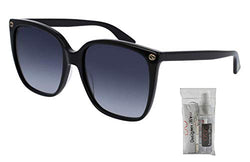 Gucci GG0022S 001 57M Black/Grey Gradient Square Sunglasses For Women+ BUNDLE With Designer iWear Eyewear Kit