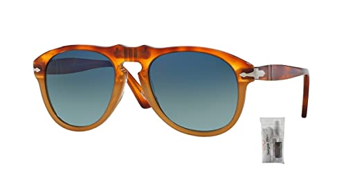 Persol PO0649 1025S3 54MM Resina E Sale / Polarized Gradient Blue Pilot Sunglasses for Men + BUNDLE With Designer iWear Eyewear Kit