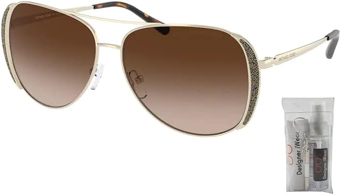 Michael Kors Chelsea Glam MK1082 199836 58MM Iris/Iris Clear Gradient Pilot Sunglasses for Women + BUNDLE With Designer iWear Eyewear Kit