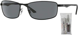 Ray-Ban RB3498 006/81 61M Matte Black/Grey Polarized Sunglasses For Men+ BUNDLE with Designer iWear Care Kit