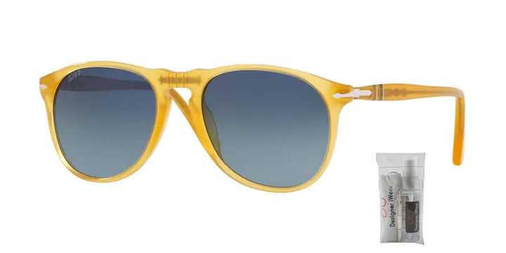 Persol PO9649S 204/SE 55MM Miele / Polarized Gradient Blue Pilot Sunglasses for Men + BUNDLE With Designer iWear Eyewear Kit