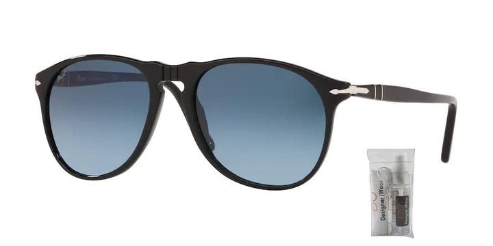 Persol PO9649S 95/Q8 55MM Black/Azure Gradient Blue Pilot Sunglasses for Men + BUNDLE With Designer iWear Eyewear Kit