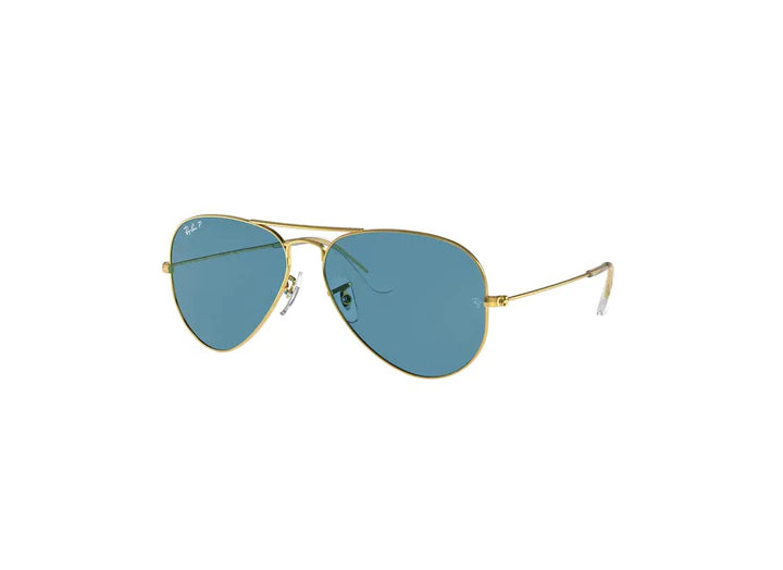 Ray-Ban RB3025 9196S2 62MM Legend Gold/Blue Polarized Pilot Blue Light Blocking Sunglasses- Reduces Digital Eye Strain, UV Protection for Men for Women + BUNDLE with Designer iWear Eyewear Kit