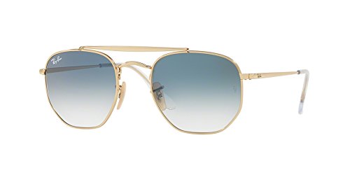 Ray-Ban RB3648 THE MARSHAL 001/3F 54M Gold/Clear Blue Gradient Blue Light Blocking Sunglasses- Reduces Digital Eye Strain, UV Protection For Men For Women + BUNDLE with Designer iWear Eyewear Kit