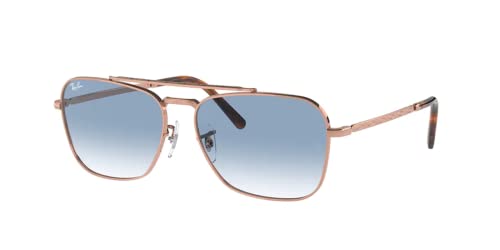 Ray-Ban New Caravan RB3636 92023F 58MM Rose Gold/Clear Gradient Blue Square Blue Light Blocking Sunglasses- Reduces Digital Eye Strain, UV Protection for Men for Women + BUNDLE With Designer iWear Eyewear Kit