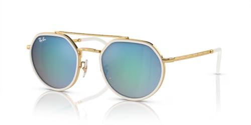 Ray-Ban RB3765 001/4O 53MM Gold/Blue Gradient Irregular Blue Light Blocking Sunglasses- Reduces Digital Eye Strain, UV Protection for Men for Women + BUNDLE With Designer iWear Complimentary Eyewear Kit