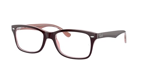 Ray-Ban RX5228 8120 55MM Brown on Transparent Pink Square Eyeglasses for Men for Women + BUNDLE With Designer iWear Eyewear Kit