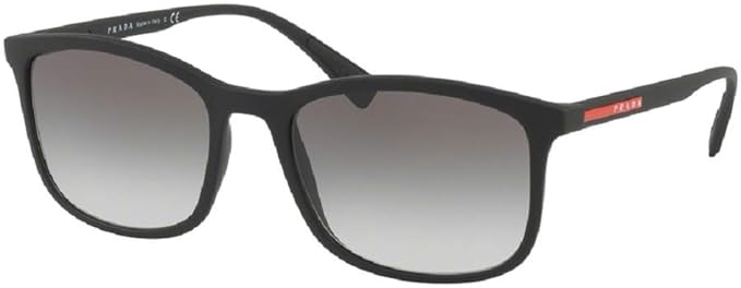 Prada PS01TS LIFESTYLE DG00A7 56M Black Rubber/Grey Gradient Rectangle Sunglasses For Men+ BUNDLE with Designer iWear Comlimentary Eyewear Kit