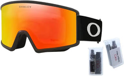 Oakley Target Line L OO7120 Black w/Fire Iridium Ski Goggles For Men For Women + BUNDLE with Designer iWear Eyewear Kit