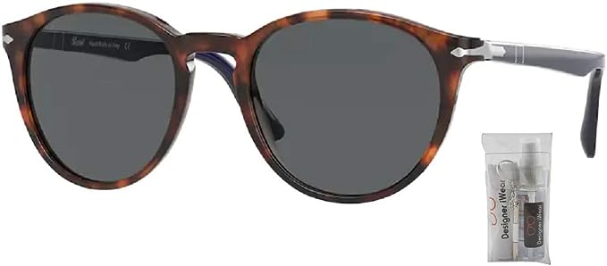 Persol PO3152S 1134B1 52MM Dark Havana / Dark Grey Phantos Sunglasses for Men + BUNDLE with Designer iWear Eyewear Care Kit