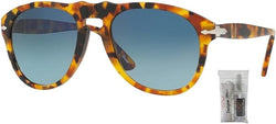 Persol PO0649 1052S3 54MM Madreterra / Polarized Gradient Blue Pilot Sunglasses for Men + BUNDLE With Designer iWear Eyewear Kit