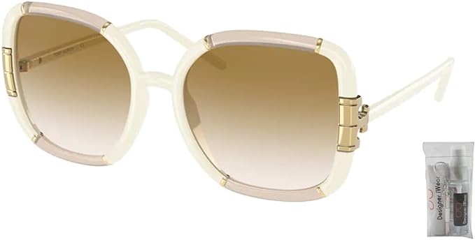 Tory Burch TY9071U 189913 57MM Transparent Beige/Ivory/Beige Gradient Square Sunglasses for Women + BUNDLE With Designer iWear Eyewear Kit