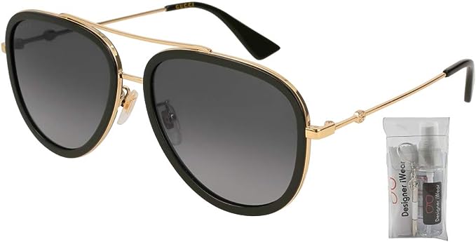 Gucci GG0062S 011 57M Gold/Grey Gradient Flash Polarized Aviator Sunglasses For Men + BUNDLE with Designer iWear Eyewear Care Kit
