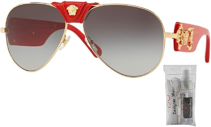 Versace VE2150Q 100211 62M Gold/Grey Gradient Pilot Sunglasses For Men For Women + BUNDLE with Designer iWear Eyewear Kit