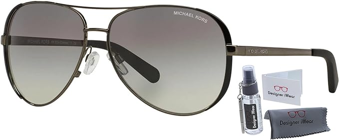 Michael Kors MK5004 CHELSEA Aviator 11086F 59M Sunglasses For Women + BUNDLE With Designer iWear Eyewear Kit (Rose Gold/Rose Gold Gradient Flash)