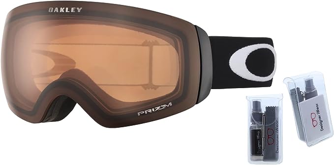 Oakley Flight Deck L OO7050 Black / Prizm Snow Persimmon Ski Goggles For Men For Women + BUNDLE with Designer iWear Eyewear Kit