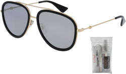 Gucci GG0062S 001 57M Gold/Gold Flash Aviator Sunglasses For Men + BUNDLE With Designer iWear Eyewear Kit