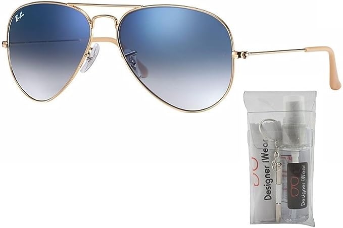 Ray Ban RB3025 Metal Aviator Sunglasses For Men For Women + BUNDLE with Designer iWear Complimentary Eyewear Care Kit