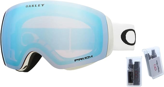 Oakley Flight Deck M OO7064 White w/Prizm Sapphire Iridium Ski Goggles For Men For Women + BUNDLE with Designer iWear Eyewear Kit