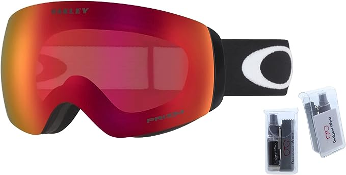 Oakley Flight Deck M OO7064 Black w/Prizm Torch Iridium Ski Goggles For Men For Women + BUNDLE with Designer iWear Eyewear Kit