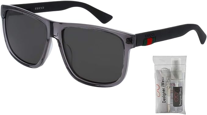 Gucci GG0010S 004 58M Grey/Black/Grey Polarized Square Sunglasses For Men + BUNDLE with Designer iWear Eyewear Care Kit