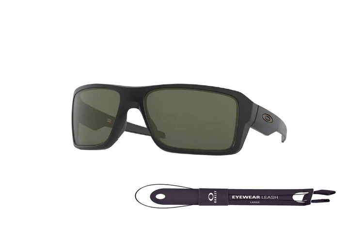 Oakley Double Edge OO9380 938001 66MM Matte Black / Dark Grey Rectangle Sunglasses for Men+ BUNDLE with Oakley Accessory Leash Kit + BUNDLE with Designer iWear Care Kit