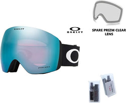 Oakley Flight Deck L OO7050 Black / Sapphire + Spare Prizm Clear Ski Goggles For Men For Women + Oakley Spare Prizm Clear Lens+ BUNDLE with Designer iWear Eyewear Kit