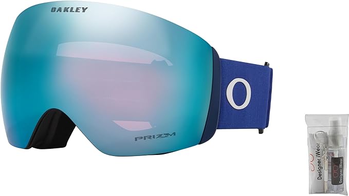 Oakley Flight Deck L Navy w Prizm Sapphire Ski Goggles For Men For Women + BUNDLE with Designer iWear Eyewear Kit