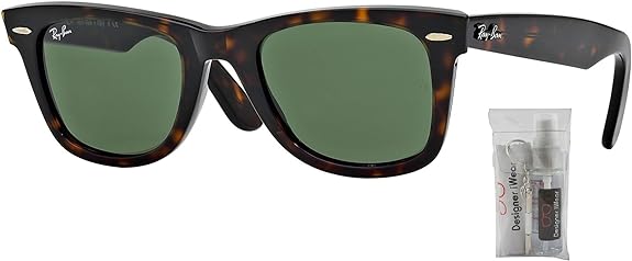 Ray-Ban RB2140 WAYFARER 902 47M Tortoise/Crystal Green Sunglasses For Men For Women + BUNDLE with Designer iWear Care Kit